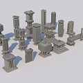 Gray Animal Inspired Architectural Models in 3D City Building Display Collection