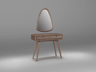 Modern Wooden Dressing Table With Triangular Mirror And Two Drawers Minimalist Design For Bedroom Decor 3d model