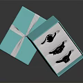 Three Elegant Rings In Open Blue Gift Box With White Ribbon And Side Box