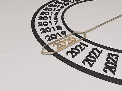 Sleek Clock Design Featuring Yearly Number Markings and Pointer Indicating 2020 3d model
