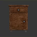 Brown Wooden Nightstand with Two Drawers and Metal Handles Simple Design