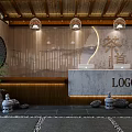 New Chinese Front Desk Teahouse Front Desk Reception Hall 3d model