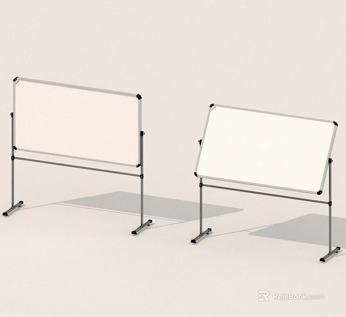Mobile Blank Whiteboard With Metal Stand And Wheels For Office Use 3d model 