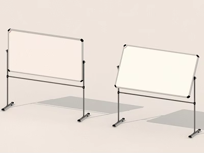 Mobile Blank Whiteboard With Metal Stand And Wheels For Office Use 3d model
