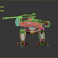 Sci Fi Mech Robot Character With Cannon Arm And Armored Mechanical Limbs