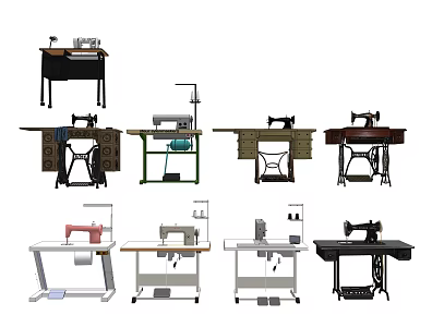 Modern Sewing Machine Equipment Old-fashioned Sewing Machine 3d model