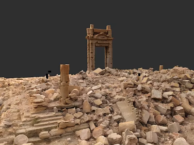 Historic Stone Station Exterior With Archway Steps And Scattered Ruins 3d model