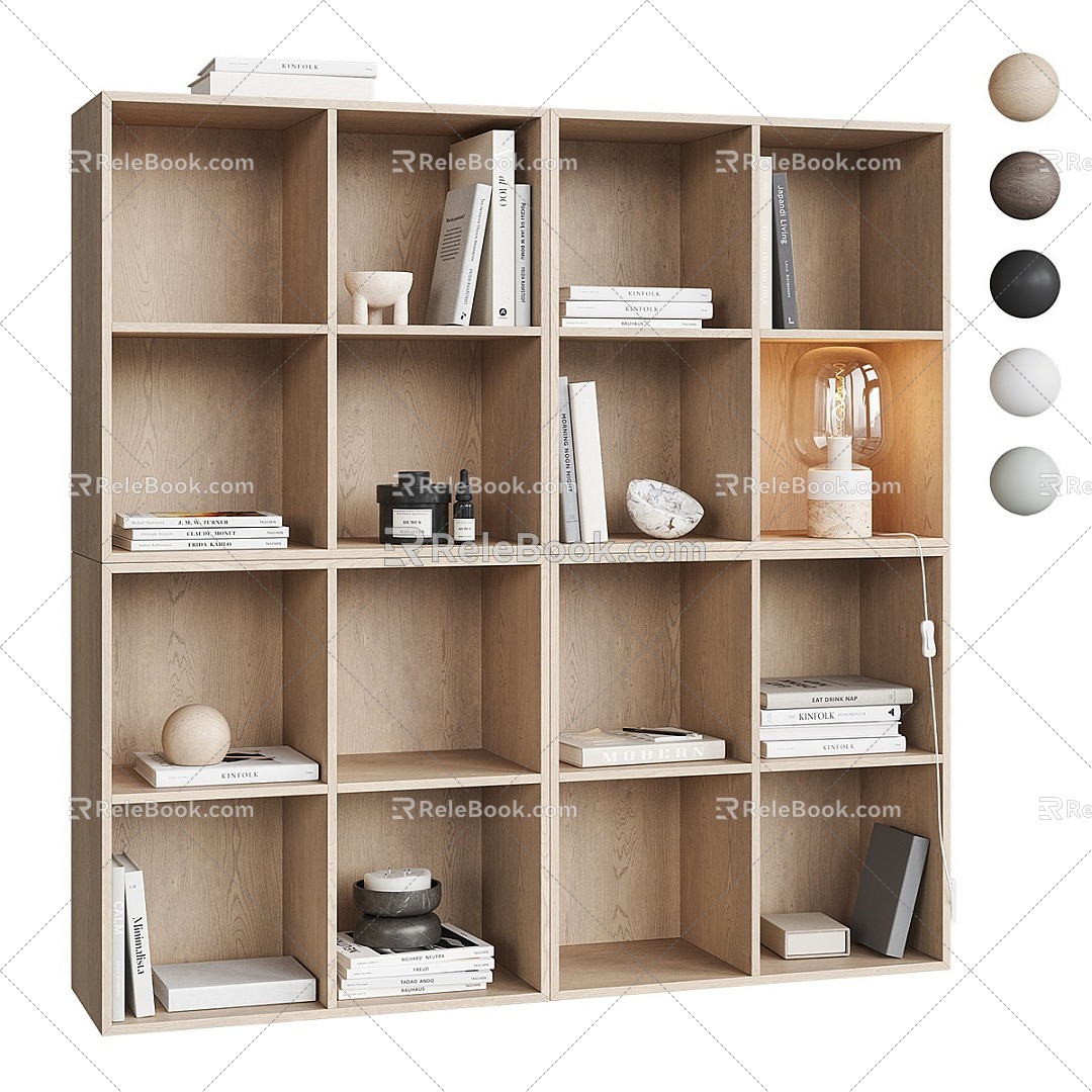 Modern Bookcase Open Cabinet Decorative Cabinet Decorations Ornaments Furnishings Book Lamp model