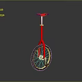 Red Unicycle With Black Wheel White Frame And Red Handlebar Modern Design