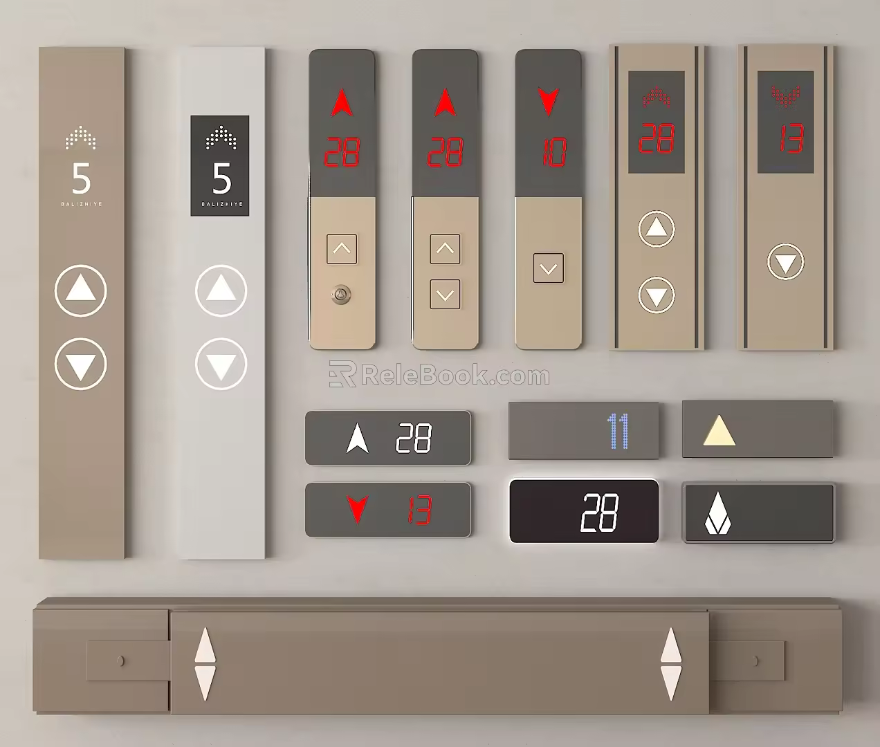 Modern elevator switch elevator button key elevator display 3d model
