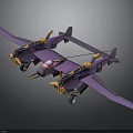 Cosmic Aerospace Purple Twin Body Aircraft Model With Four Propellers And Wings