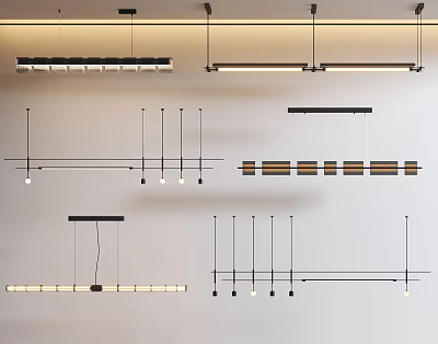 Modern Linear Chandeliers With Metal Frame Multi Light Design For Contemporary Interior Spaces 3d model