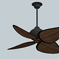 Modern Ceiling Air Conditioner Fan Featuring Wooden Blades And Black Finish