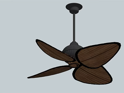 Modern Ceiling Air Conditioner Fan Featuring Wooden Blades And Black Finish 3d model
