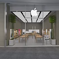 Apple Retail Store With Glass Front Display Tables Green Plants And Modern Interior
