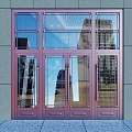 Modern Double Doors With Glass Panels And Metal Frame On Building Exterior