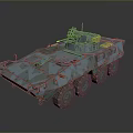 Blue Wheeled Military Tank With Top Mounted Gun And Armored Exterior Design