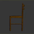 Wooden Frame Leisure Chair In Classic Design Featuring Red Upholstered Seat And Simple Backrest