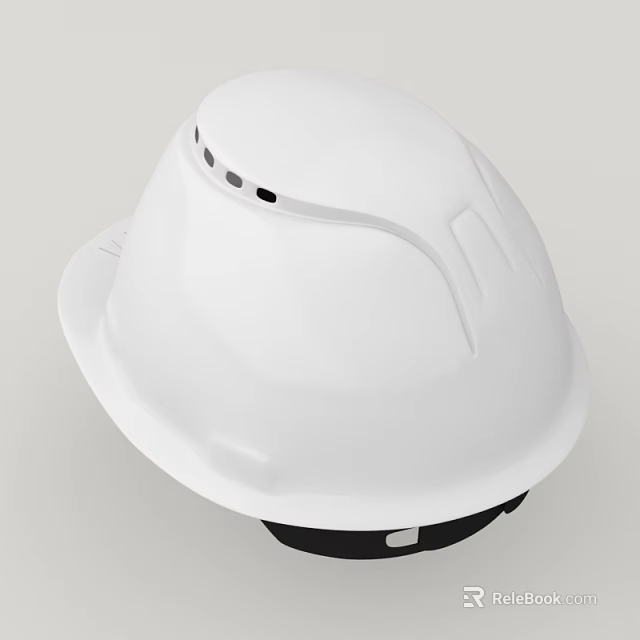 White Hard Hat With Ventilation Holes And Protective Brim Design 3d model