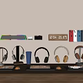 Computer desk headset phone audio keyboard ornaments 3d model
