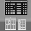 Modern Double Doors Design With Glass Panels And Black White Frames