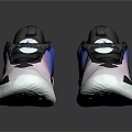 Casual Sports Shoes with Pink to Blue Gradient Upper White Sole and Black Patterned Details