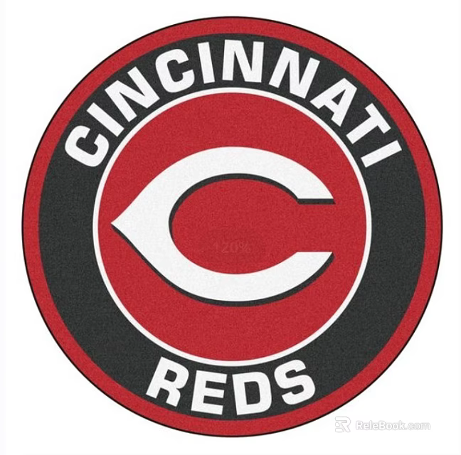 Cincinnati Reds Logo Round Area Rug Featuring Red Black White Circular Design 3d model 