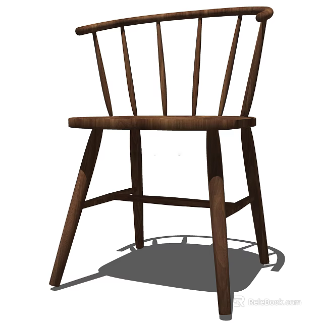 Wooden Leisure Chair with Rustic Design Slat Back and Sturdy Legs for Home Living Room 3d model 