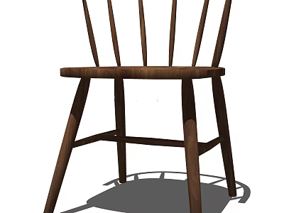 Wooden Leisure Chair with Rustic Design Slat Back and Sturdy Legs for Home Living Room 3d model