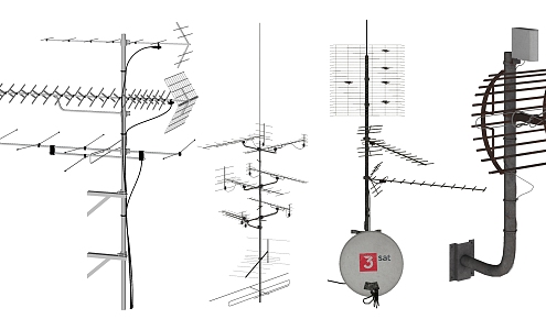 Modern antenna TV signal antenna combination 3d model