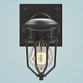 Industrial Style Wall Light With Black Metal Frame And Exposed Filament Bulb Design