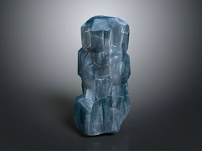Natural Blue Textured Stone Block With Irregular Surface And Organic Shape Details 3d model