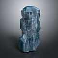 Natural Blue Textured Stone Block With Irregular Surface And Organic Shape Details 3d model