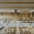 Modern Hotpot Restaurant Interior With Marble Walls Wooden Beams And Spacious Dining Area