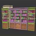 Elegant Traditional Wood Bookcase With Multiple Shelves Filled With Books And Cabinet Doors