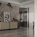 Modern Living Dining Room Interior With Round Table Beige Upholstered Chairs And Ambient Lighting
