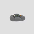 Modern Gray Single Sofa With Soft Upholstery And Round Comfortable Design