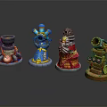 Colorful Cartoon Style Commercial Equipment With Four Different Mechanical Designs And Round Bases