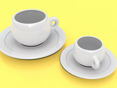 Modern Porcelain Cup Coffee Cup Tea Set Internet Celebrity DP Fashion Hot Play Classic Young Summer Color Splice Event Conference Exhibition Routine Tour Shopping Mall Atrium 3d model