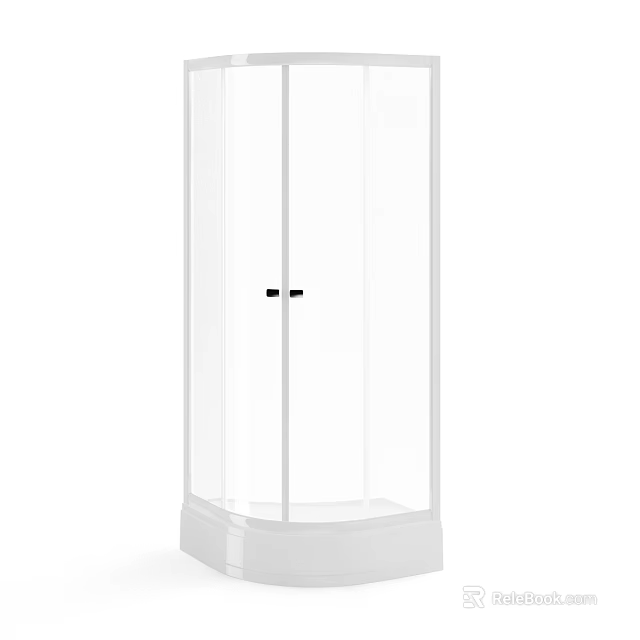 Modern Bathroom Suite With Transparent Glass Shower Enclosure And White Base 3d model 