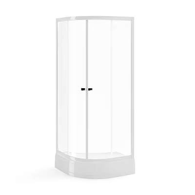 Modern Bathroom Suite With Transparent Glass Shower Enclosure And White Base 3d model