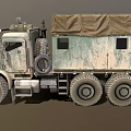 Rugged Military Truck With Camouflage Paint Canvas Cover Six Wheels And Spare Tire