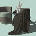 Casual Sofa Set with Two Curved Seats Side Table Pampas Grass Vase and Knitted Blanket