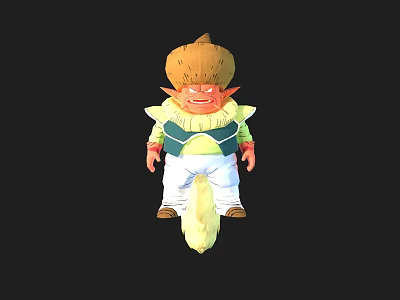 Anime Game Character With Blonde Spiky Hair Pointed Ears Green Vest White Pants Yellow Tail 3d model