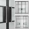 Modern Sliding Doors With Glass Panels And Black Frames For Interior Design 3d model