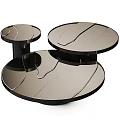 Modern Layered Round Coffee Table Set With Sleek Surface And Black Base 3d model
