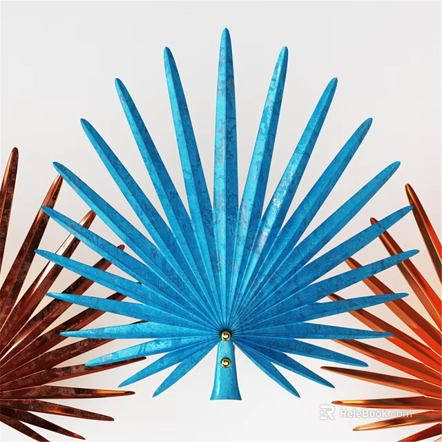Brown And Blue Palm Leaf Shaped Wall Lamp For Interior Decoration 3d model 