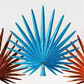 Brown And Blue Palm Leaf Shaped Wall Lamp For Interior Decoration