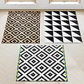 Square Rugs Featuring Diamond Triangle Patterns And Colorful Borders In Black White Beige 3d model