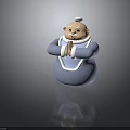 Cartoon Elderly Deity Figure In Blue Robe With Clasped Hands And Smiling Expression